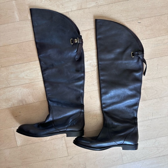 Coach Cheyenne Size 6.5 Chestnut Leather Riding over the knee Boots NWT - Picture 1 of 7